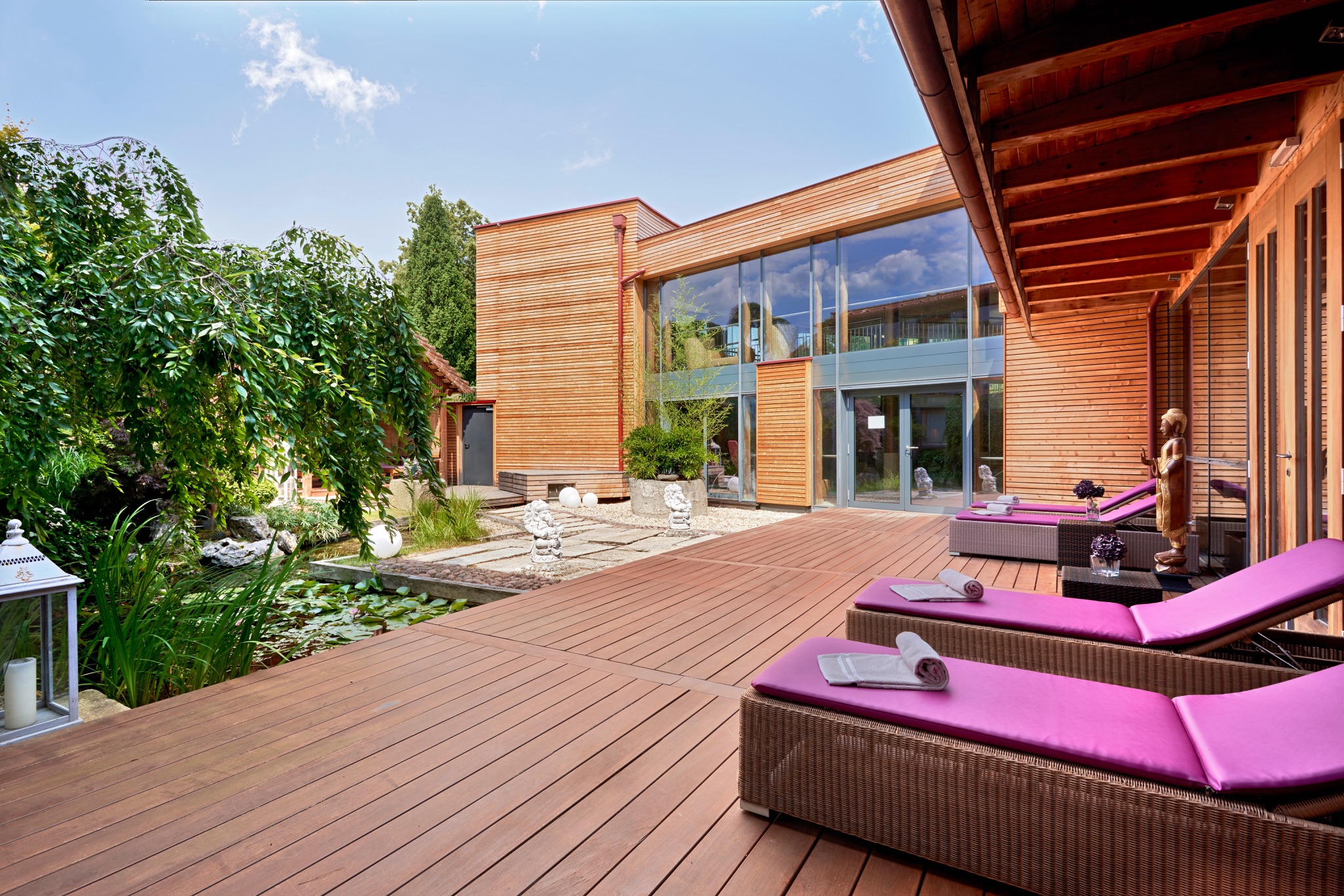 Mandira outdoor wellness deck with forest views