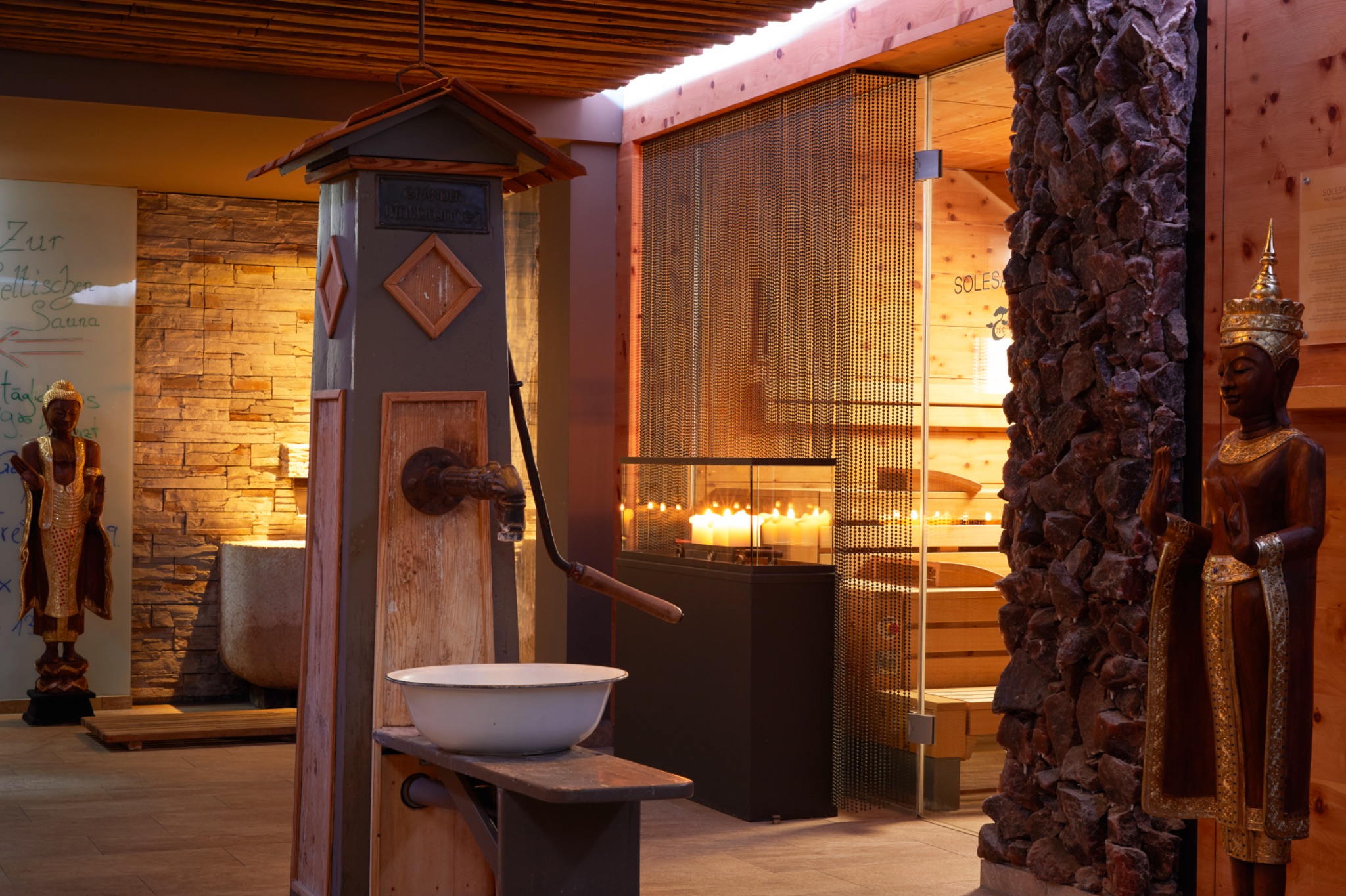 Mandira spa treatment space with warm lighting